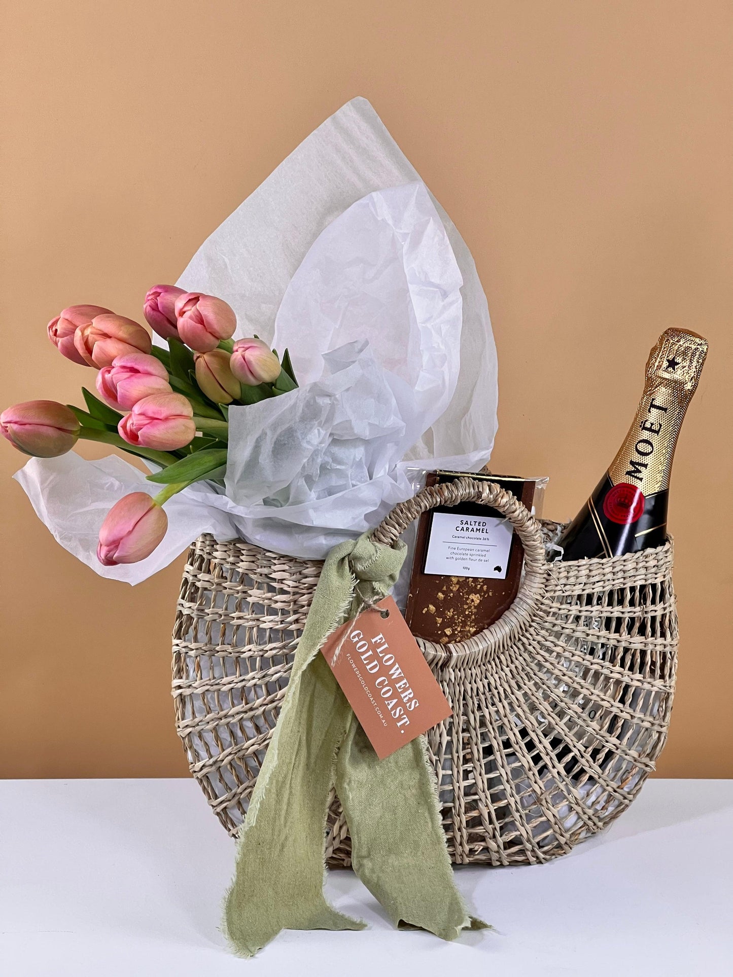 The Parisian Basket - made with love by Flowers Gold Coast www.flowersgoldcoast.com.au the Gold Coast's best Florist - Same Day Flower Delivery