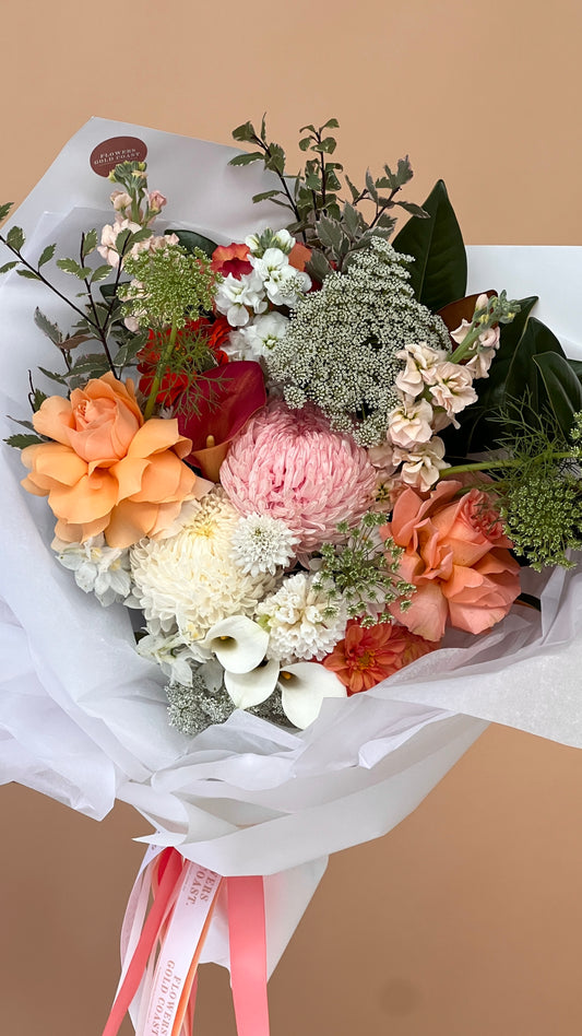 Mother's Day - Peachy Bunch-Flower-Delivery-Gold-Coast-Florist-Flowers Gold Coast-Beautifully Wrapped-Classique-https://www.flowersgoldcoast.com.au-best-florist