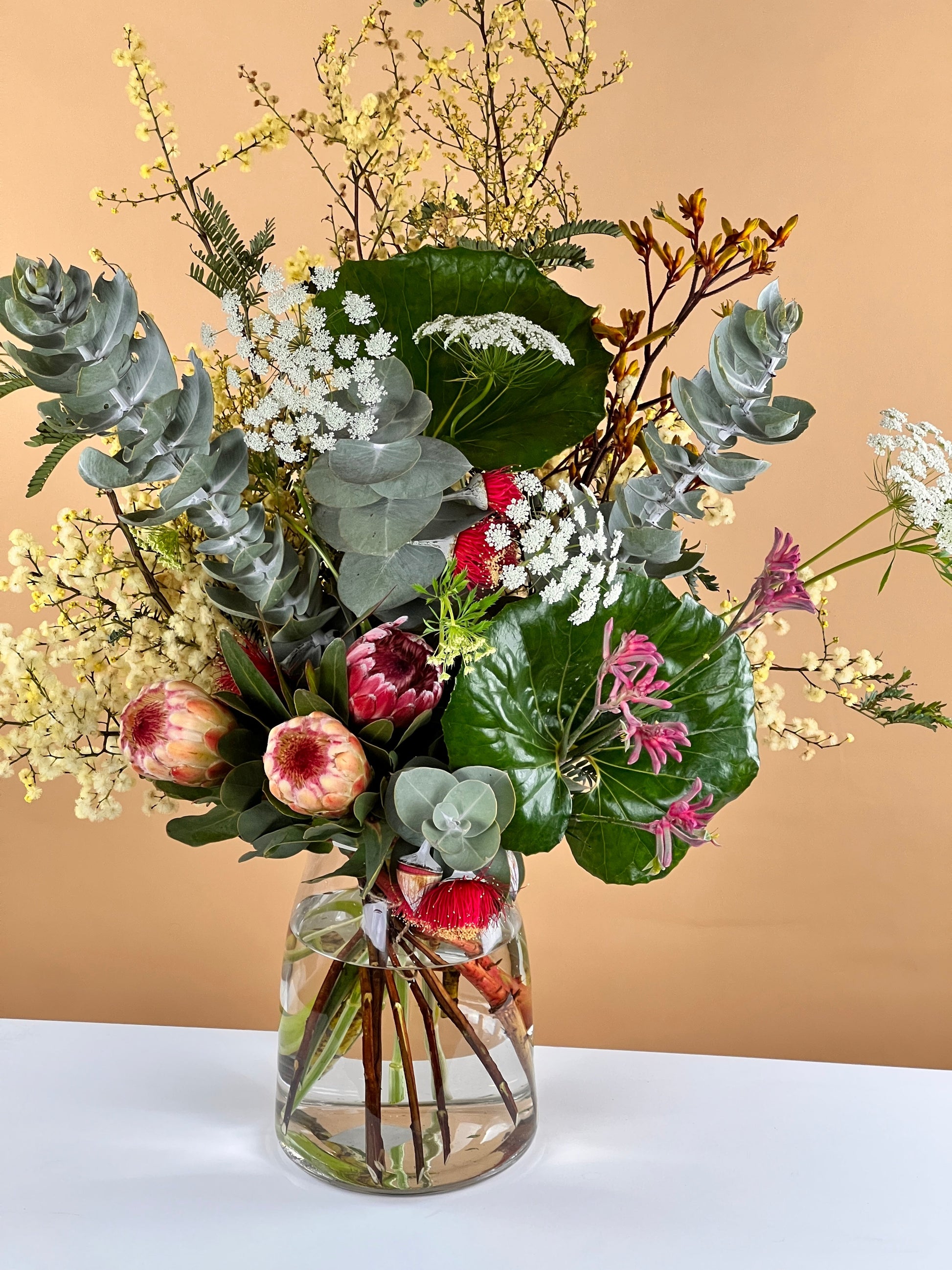 Wild Natives Bunch-Flower-Delivery-Gold-Coast-Florist-Flowers Gold Coast-Gorgeous Glass Vase-Breathtaking-https://www.flowersgoldcoast.com.au-best-florist