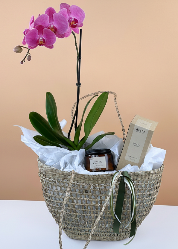 Pink Orchid Hamper Basket